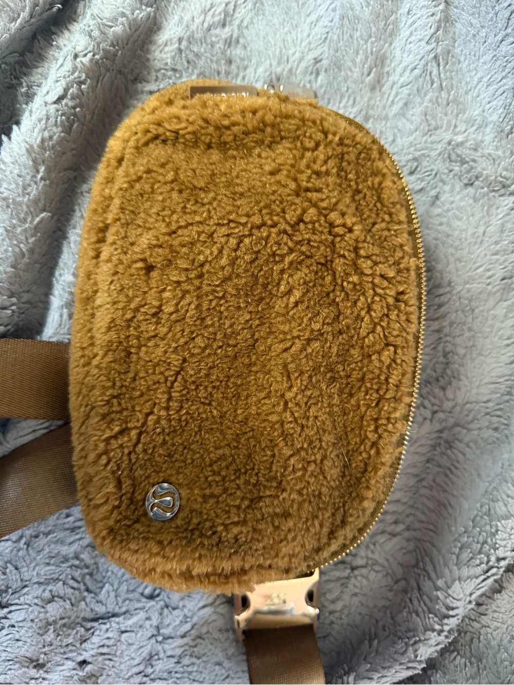 Lululemon fuzzy belt bag in Caramel brown